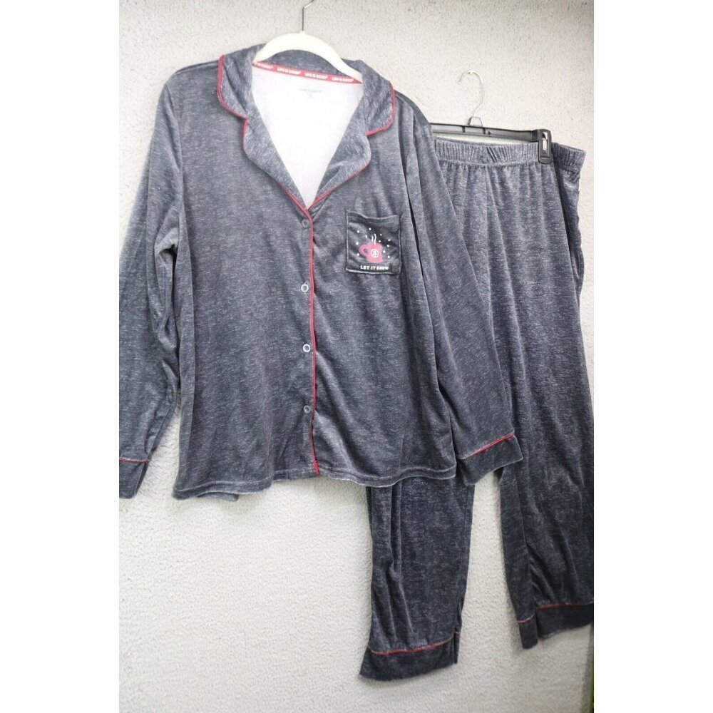 Life is Good Velour Pajama Set-Size XL-"Let it Snow"-Soft
